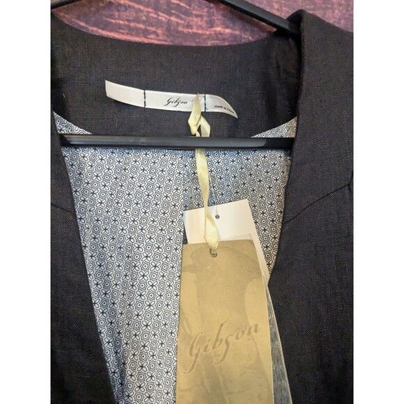 Gibson Size S Womens Black Scrunched Sleeve One Button LINEN blazer - Picture 7 of 7